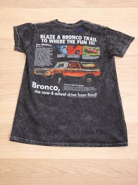 NWT Vintage Style Ford Bronco Graphic Tee Acid Wash Black Retro Off Road Shirt